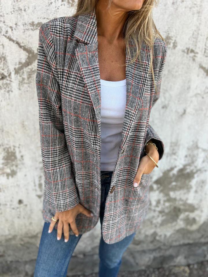 Alicja™ | Tailored Grey Check Blazer