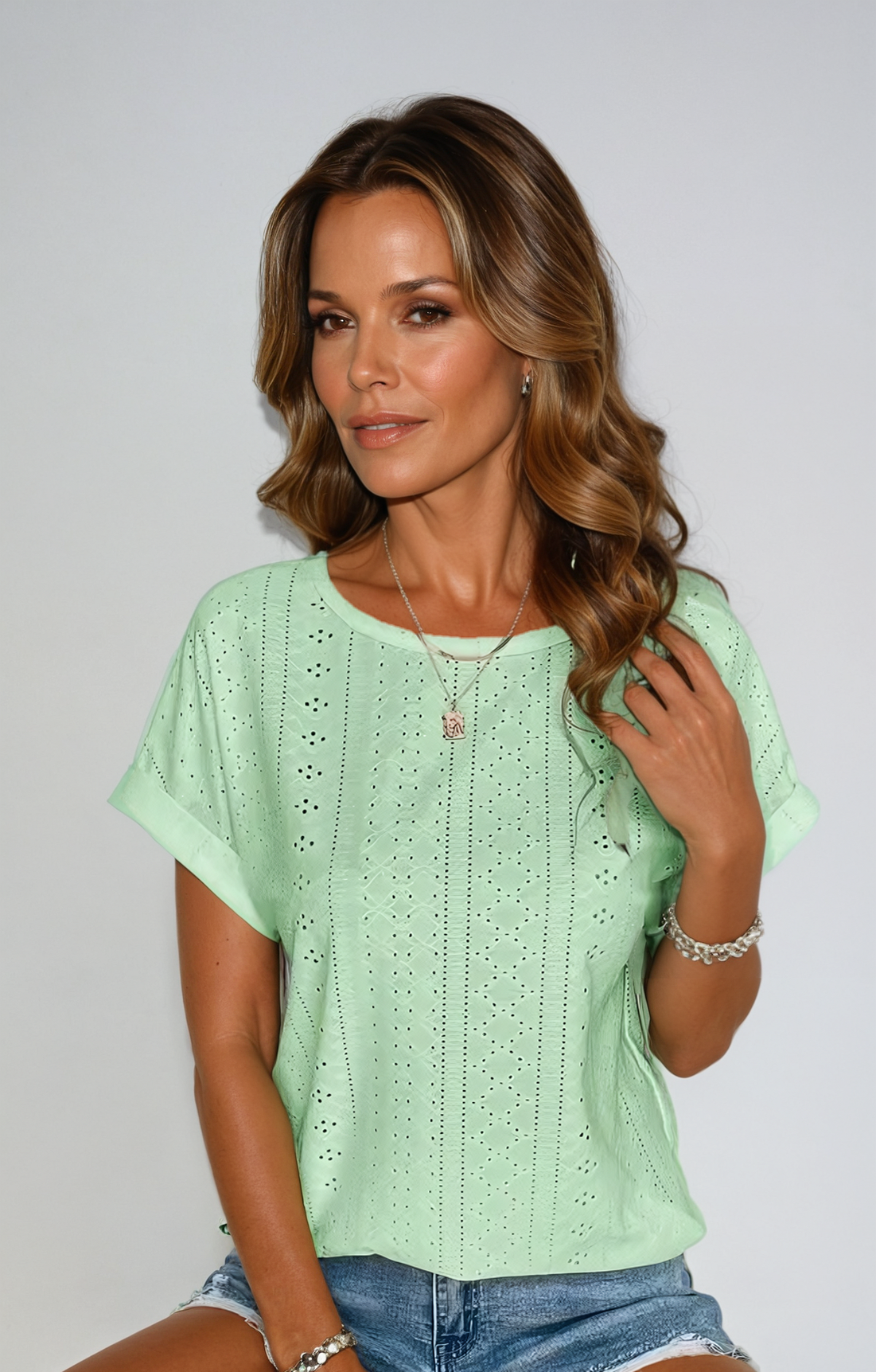 Riza™ | Casual Eyelet Top