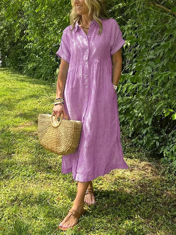 CLAIRE – EFFORTLESS STRIPED SHIRT DRESS