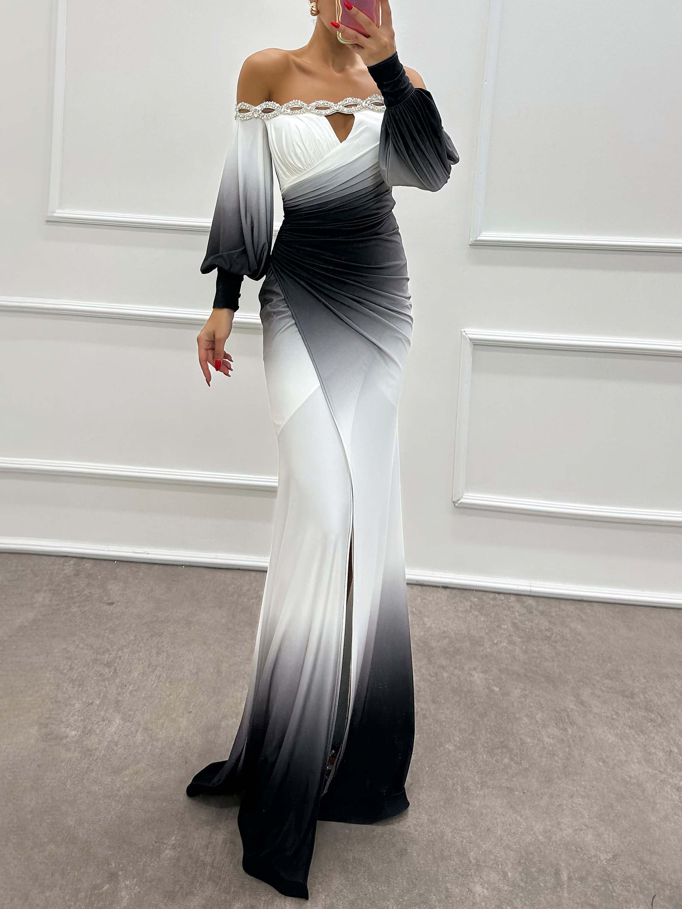 Delia | Gradient Off-Shoulder Evening Dress