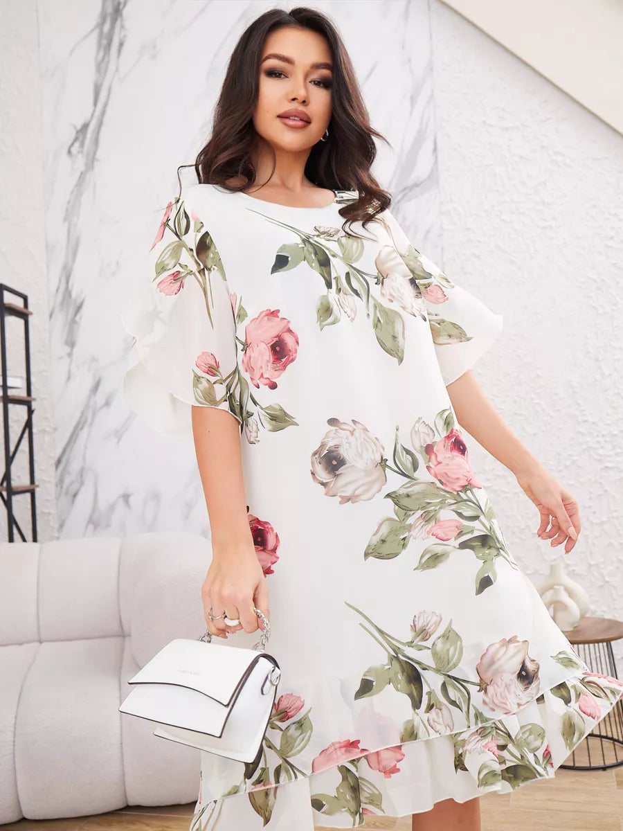 Violet | Elegant chiffon dress with floral print