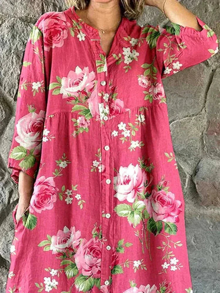 Rosalie | Floral Button Relaxed Dress