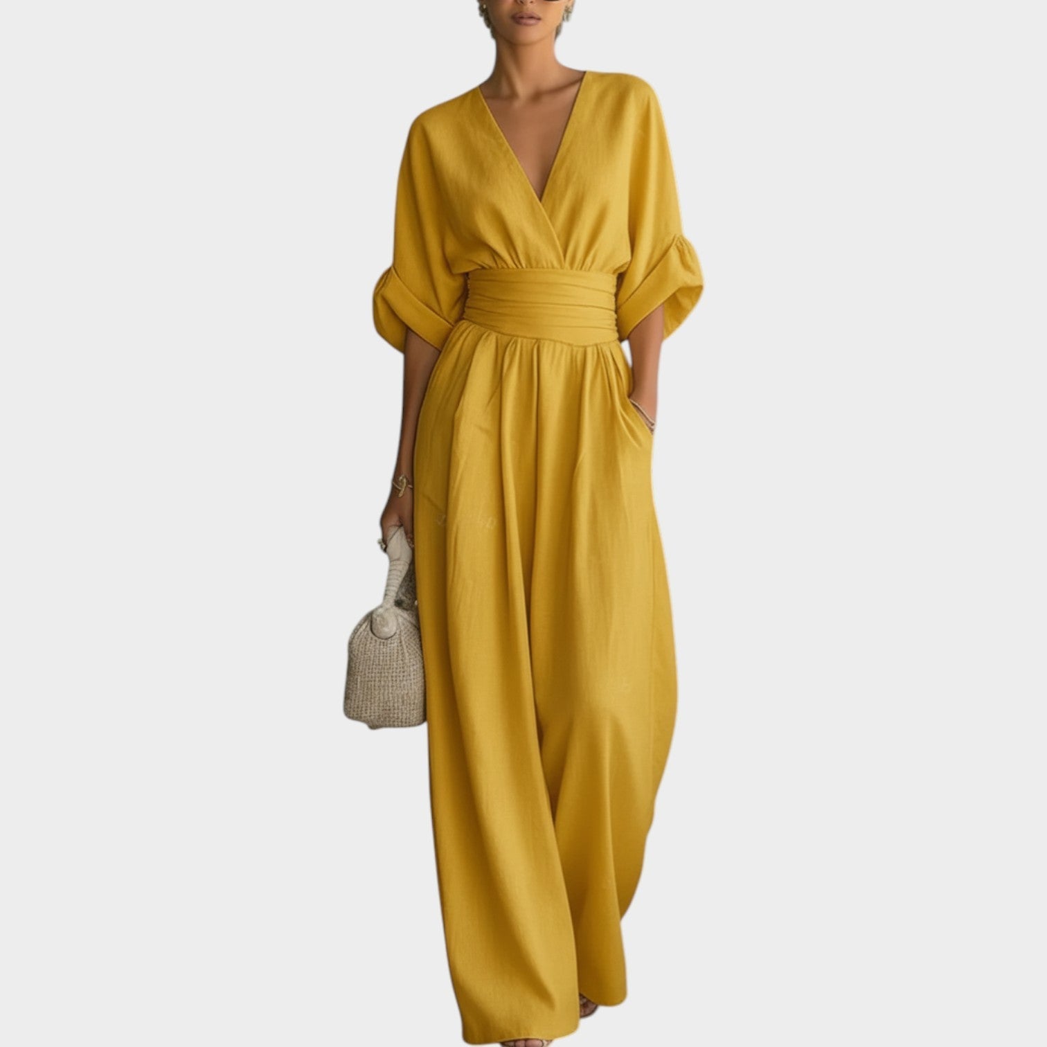 Wide Leg Draped Jumpsuit