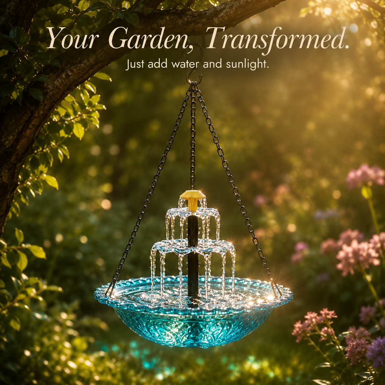 Avelora – Solar Hanging Bird Bath Fountain with Two-Tier Cascade