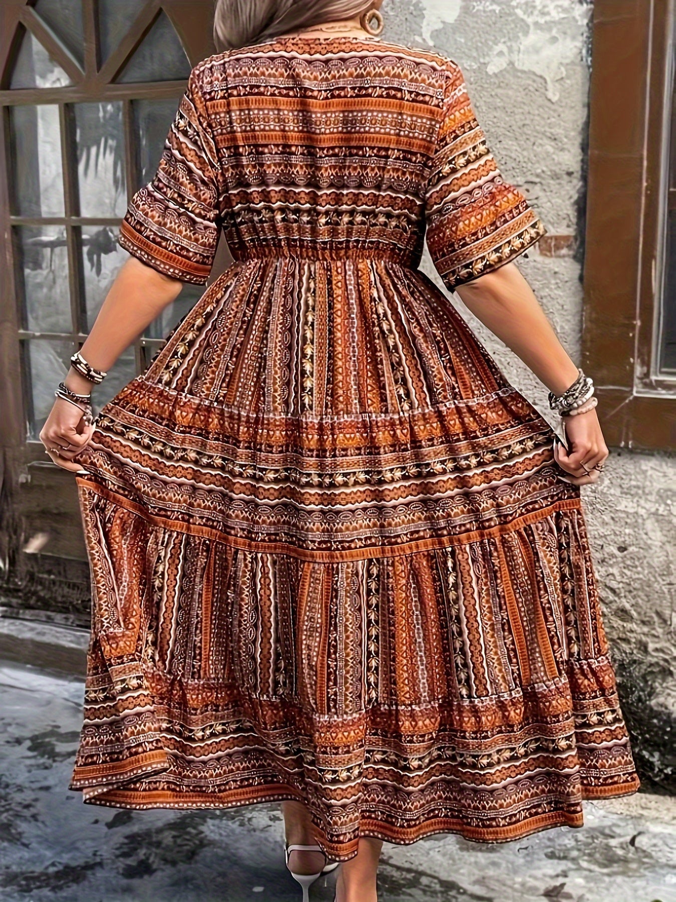 Daisy | Women’s Boho Printed Flowy Midi Dress