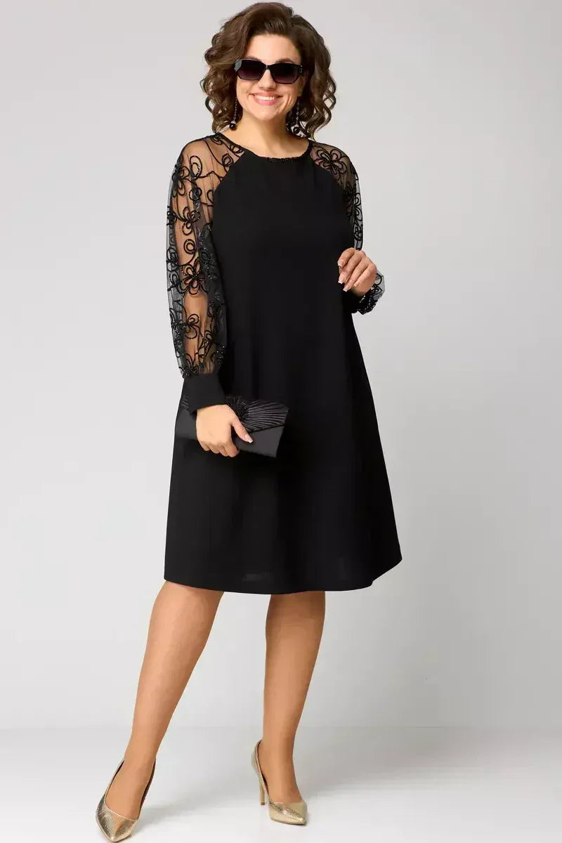 Coralía | Women's Dress with Embroidered Sleeves