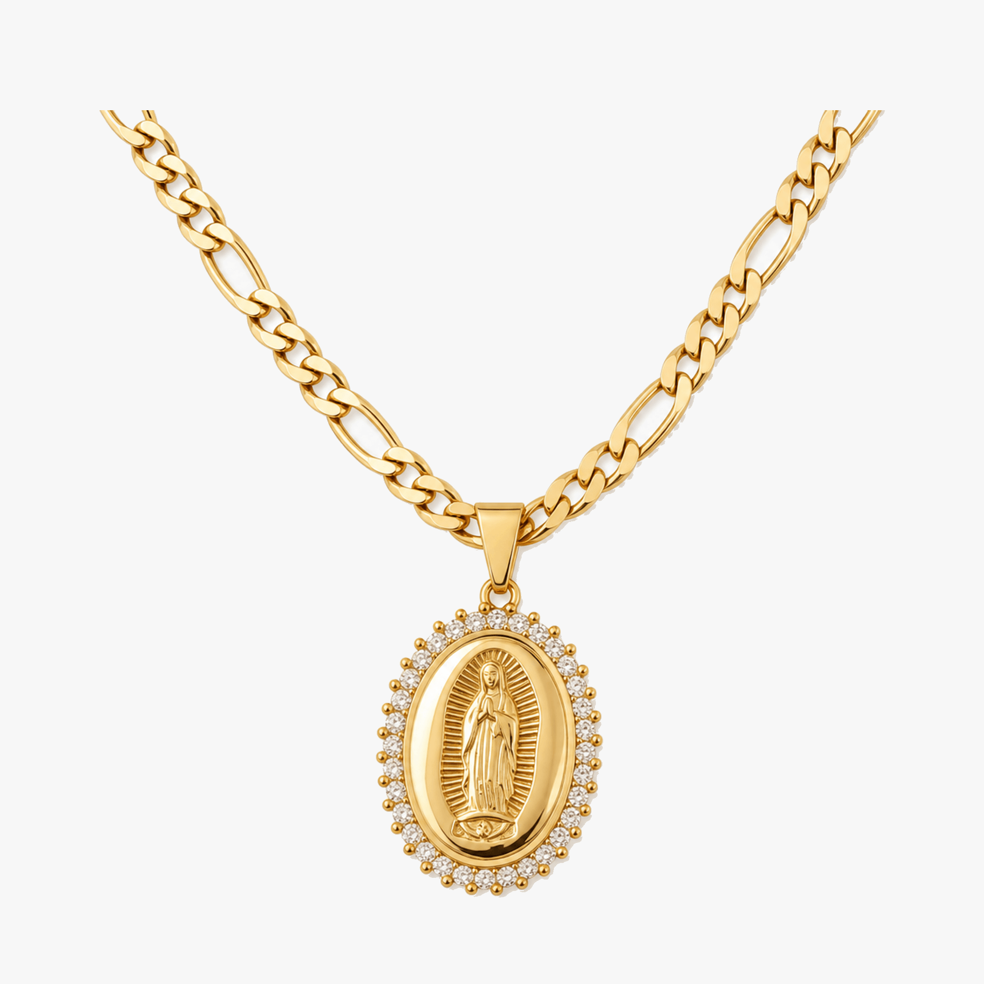 Aluminé – Virgen de Guadalupe Gold Medallion Necklace