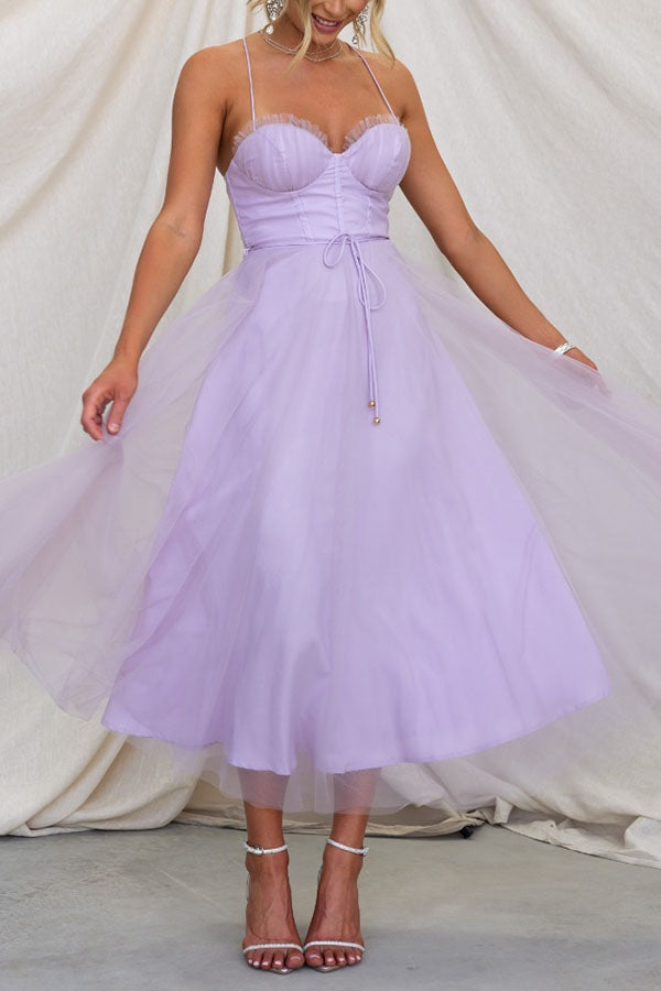 Elegant Long Dress with Bustier - Flowing Ceremony Dress