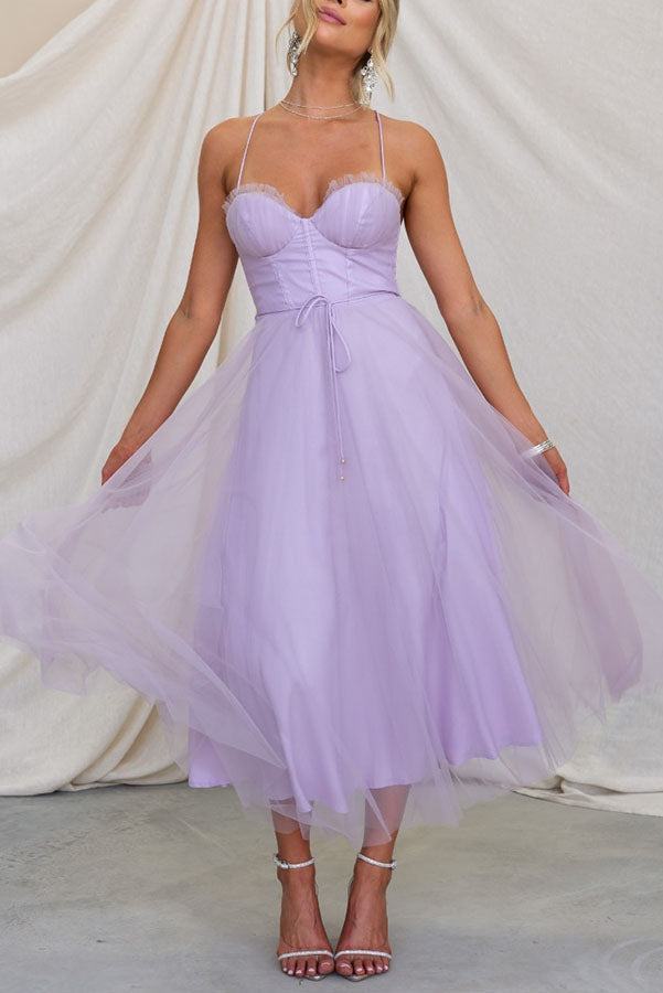 Elegant Long Dress with Bustier - Flowing Ceremony Dress