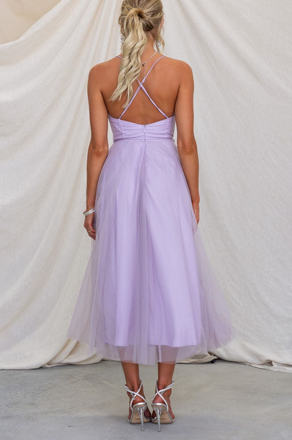 Elegant Long Dress with Bustier - Flowing Ceremony Dress