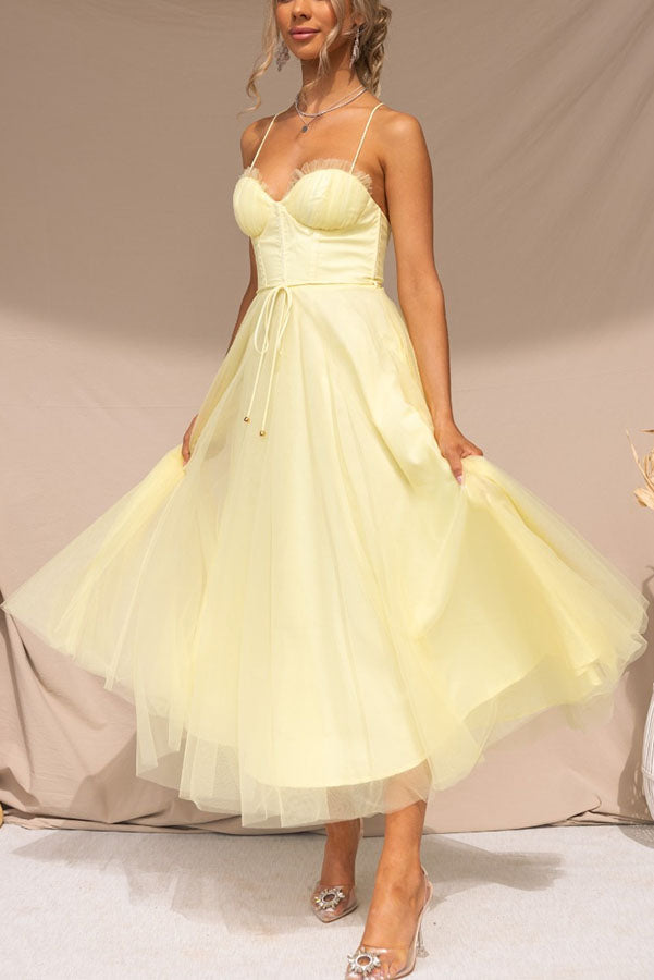 Elegant Long Dress with Bustier - Flowing Ceremony Dress