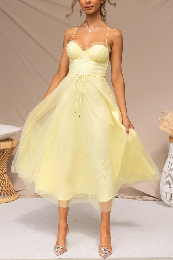 Elegant Long Dress with Bustier - Flowing Ceremony Dress