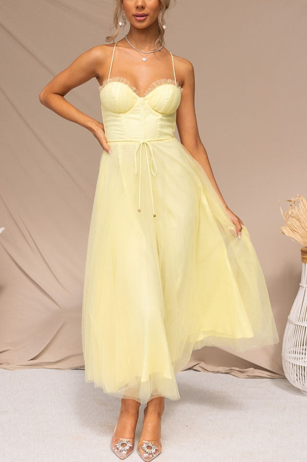 Elegant Long Dress with Bustier - Flowing Ceremony Dress