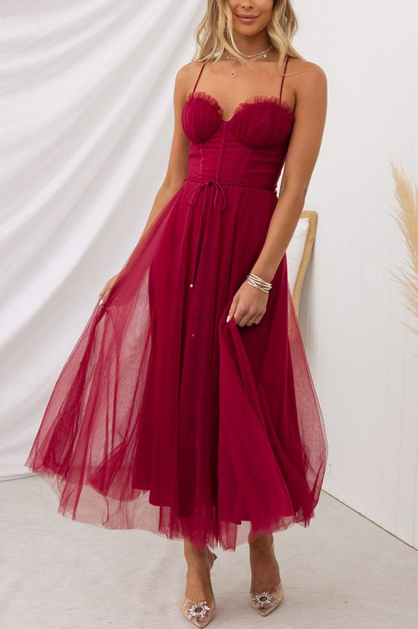 Elegant Long Dress with Bustier - Flowing Ceremony Dress