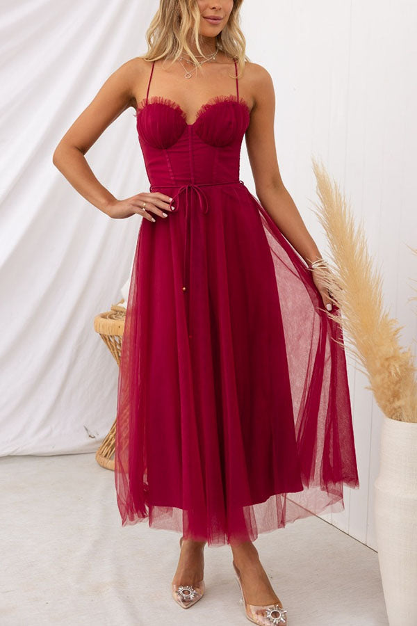 Elegant Long Dress with Bustier - Flowing Ceremony Dress