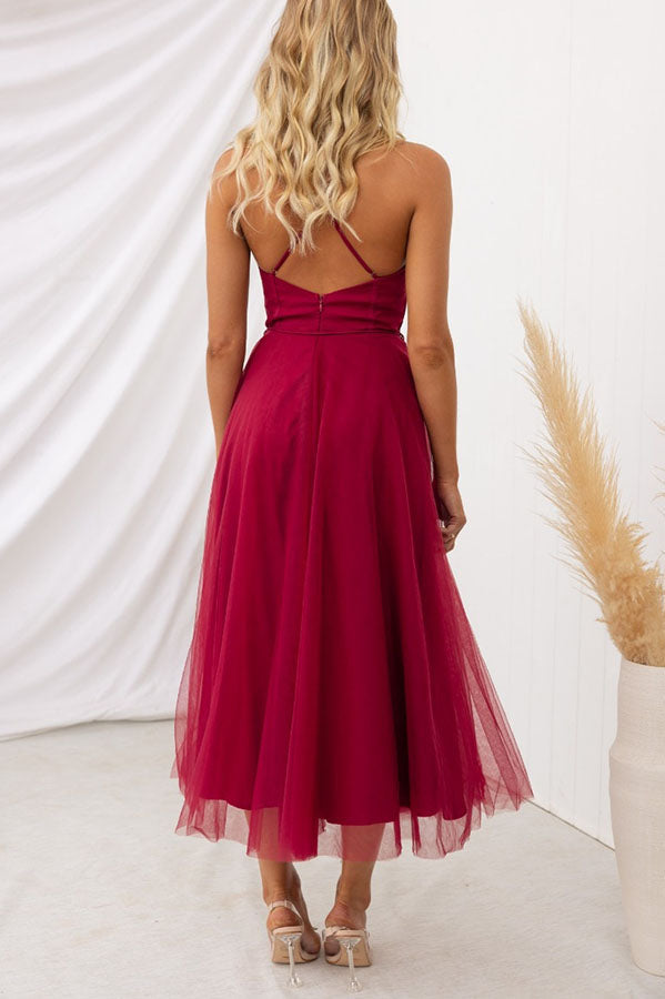 Elegant Long Dress with Bustier - Flowing Ceremony Dress