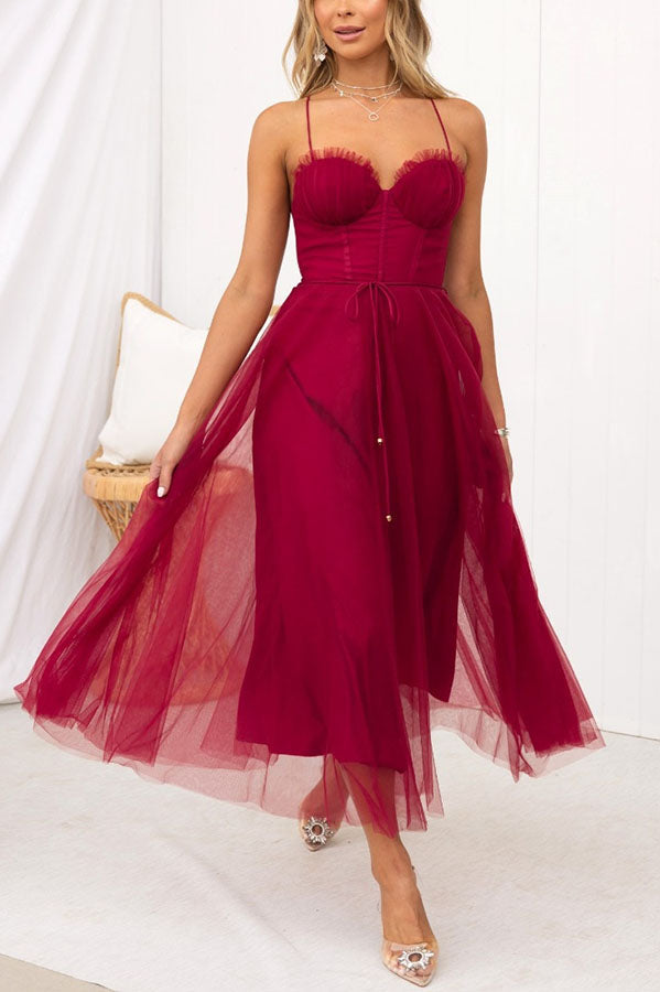 Elegant Long Dress with Bustier - Flowing Ceremony Dress