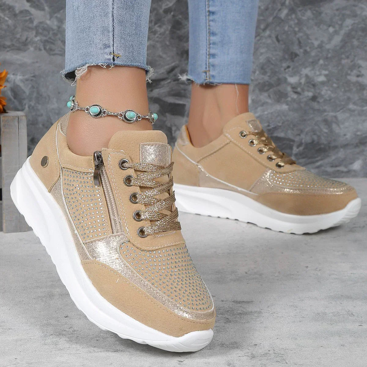 Ashley | Womens Lace Up Platform Sneakers