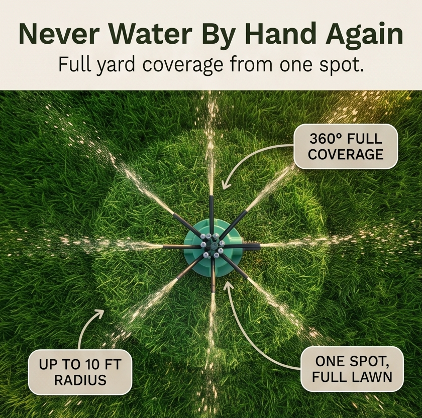 Aquava – 360° Multi-Arm Garden Sprinkler