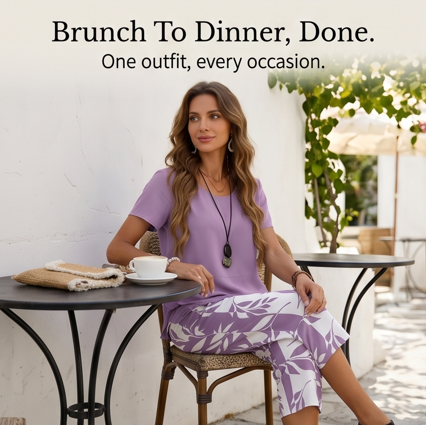 Lunavia – Asymmetric Tunic and Wide Leg Pants Set
