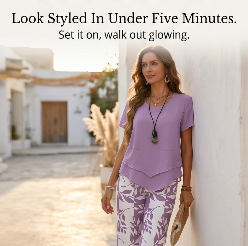 Lunavia – Asymmetric Tunic and Wide Leg Pants Set