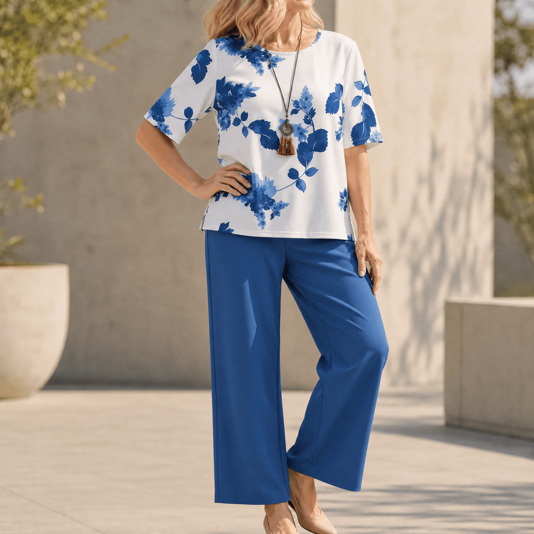Avery – Women's Floral Top & Wide-Leg Pants Set