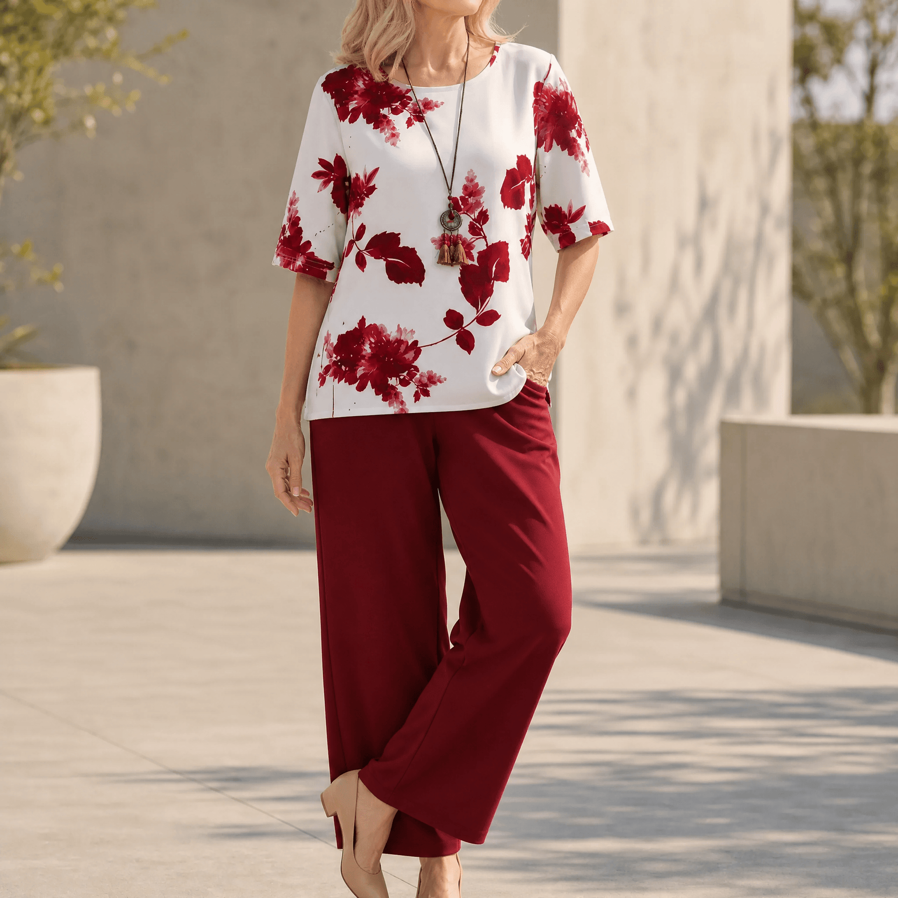 Avery – Women's Floral Top & Wide-Leg Pants Set