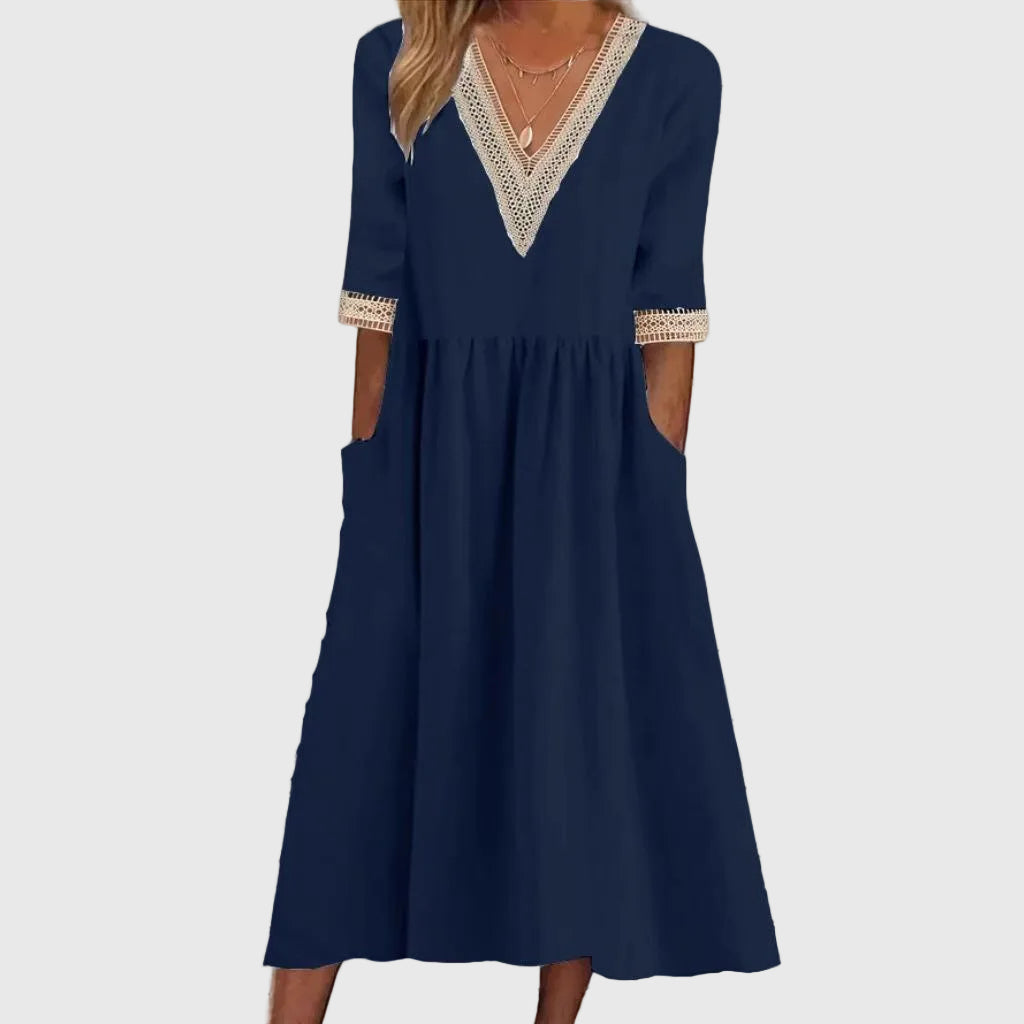 Sara | Midi Dress with Elegant Lace Detail