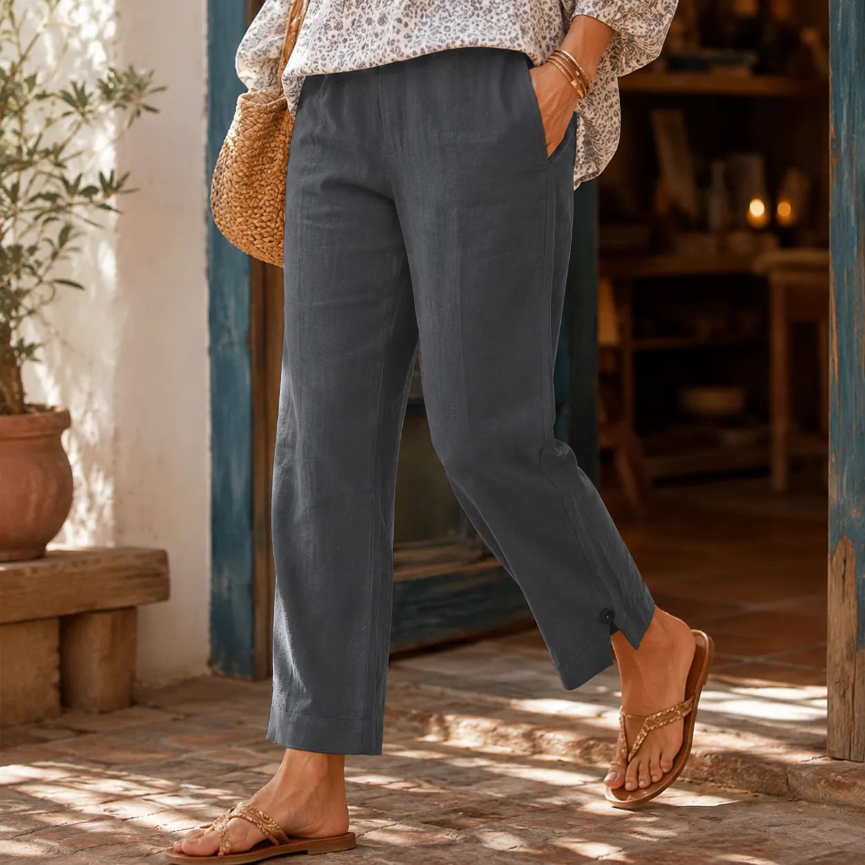 Linora – Breathable Straight Leg Ankle Pants for Women