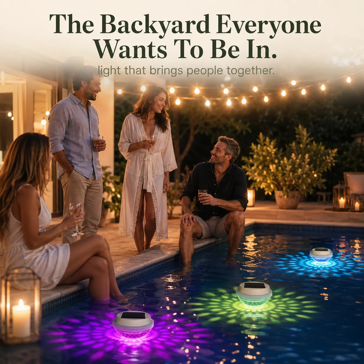 Luminora – Solar Floating Pool Light, Color Changing Starburst Glow with Remote, IP68 Waterproof