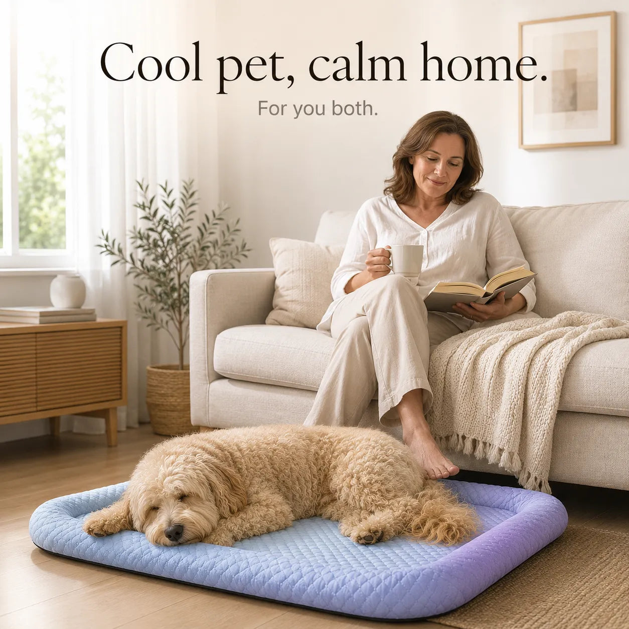 Coolaby – Ice Silk-look Pet Cooling Mat for Dogs and Cats, Padded Non-Slip Summer Bed