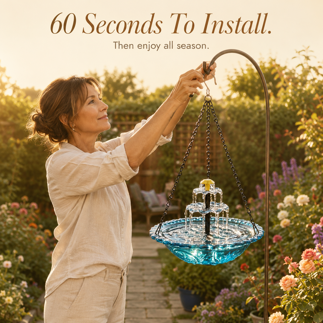 Avelora – Solar Hanging Bird Bath Fountain with Two-Tier Cascade