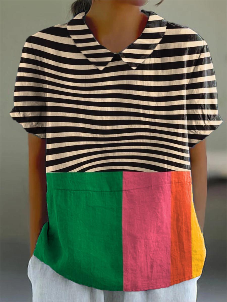 Eva | Bold Stripes and Colour Block Shirt