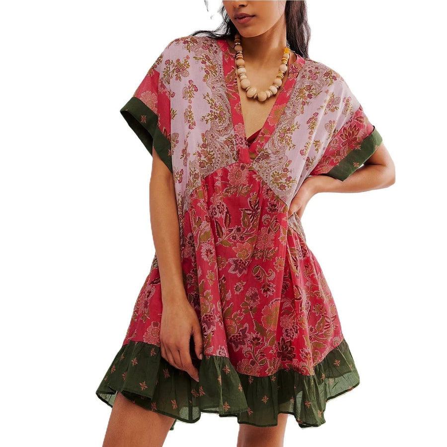Bohemian Dress V-Neck - Timeless Elegance
