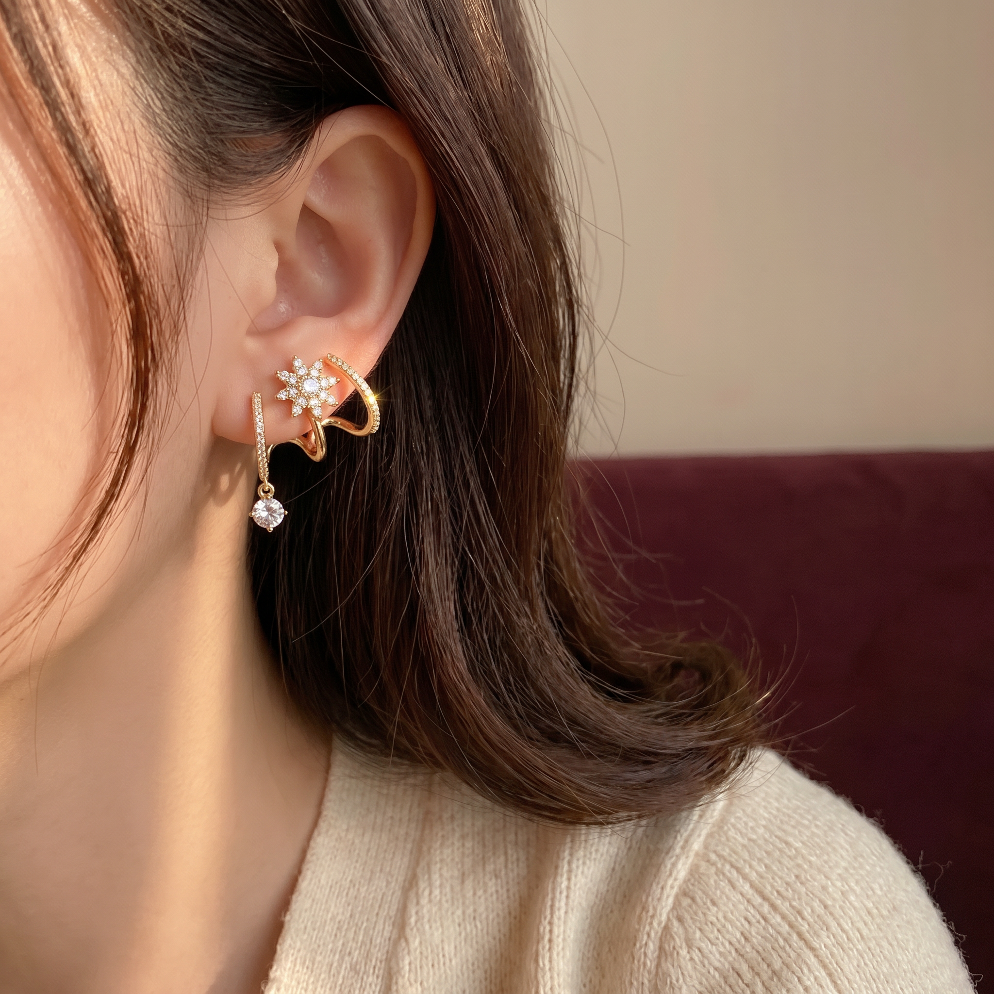 Luminelle – Gold Star Zircon Earrings