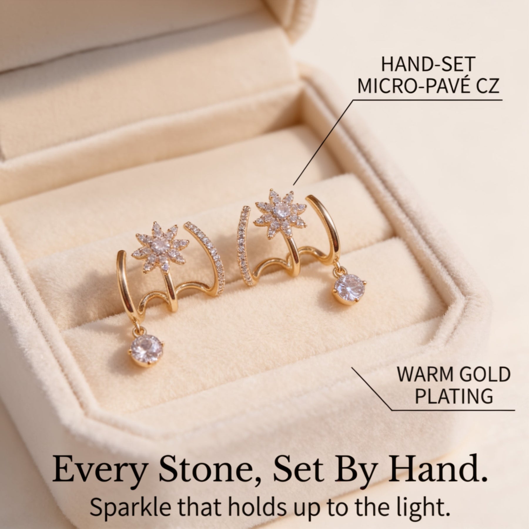 Luminelle – Gold Star Zircon Earrings
