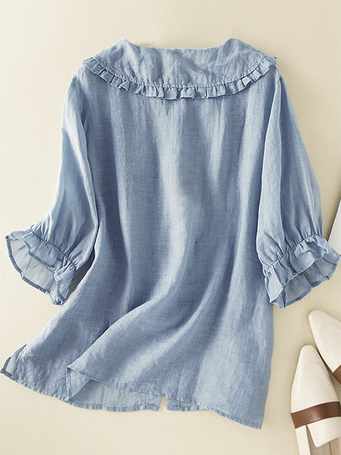 Kayla | Women Loose Fit Ruffle Collar Shirt