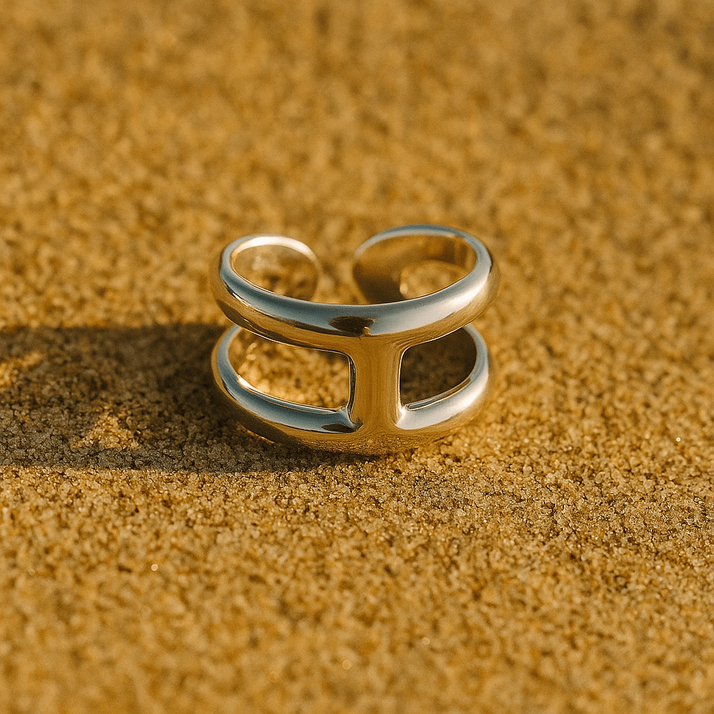 Elena Ring – Gold-Plated Architectural Design