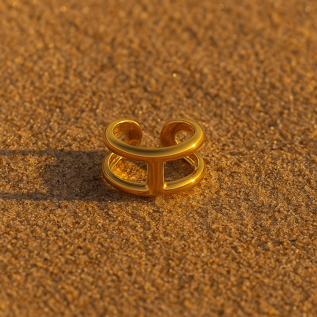 Elena Ring – Gold-Plated Architectural Design