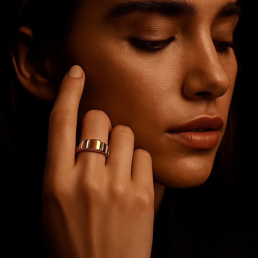 Cascata Ring – 14k Gold-Plated with Graphic Relief