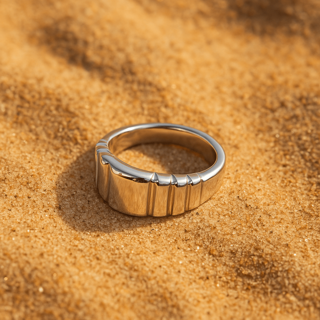 Cascata Ring – 14k Gold-Plated with Graphic Relief