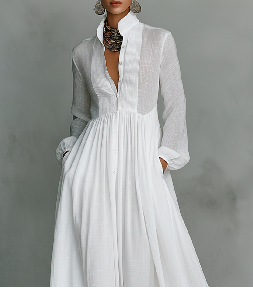 Serena | Long Buttoned Fluid Dress