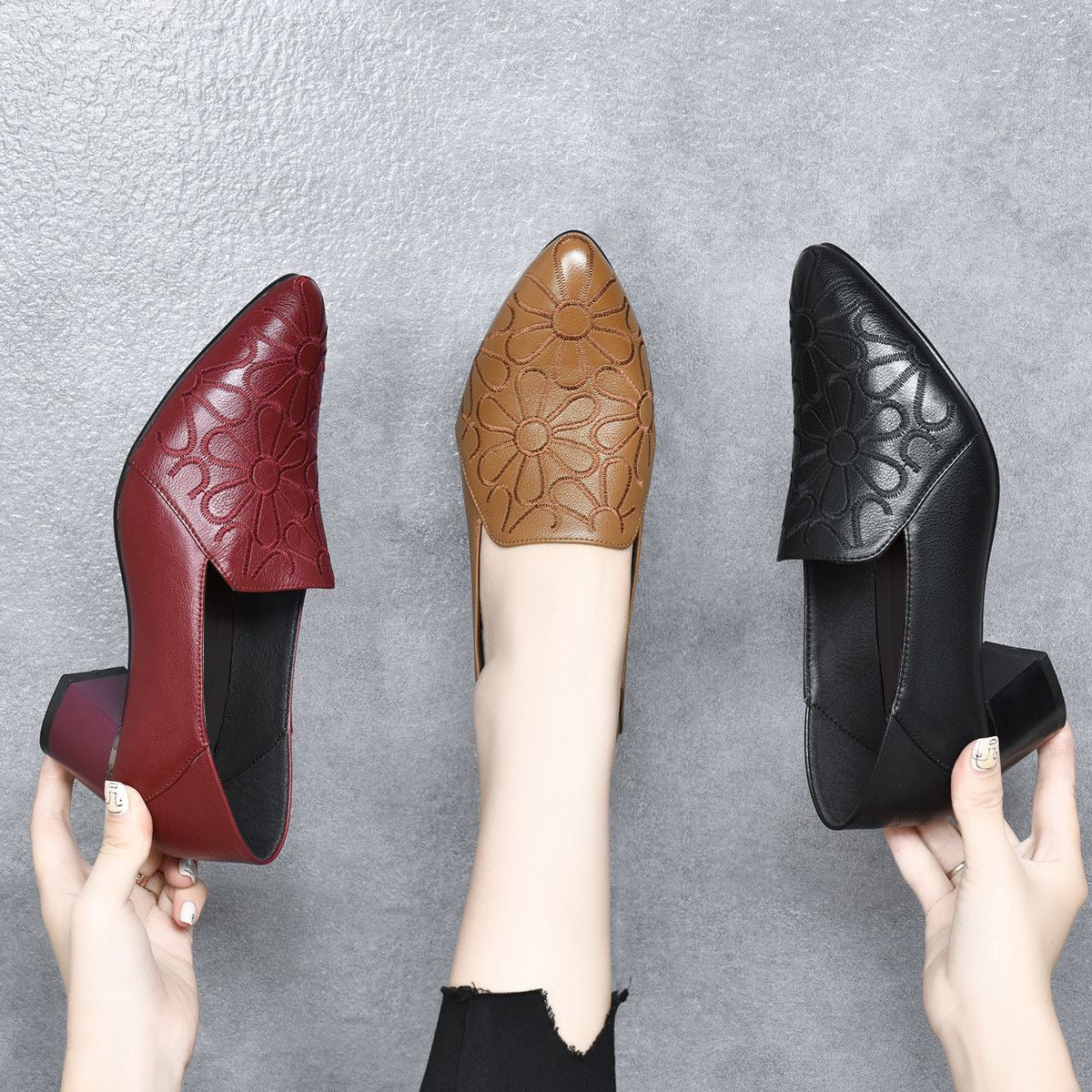 Broderyn™ | Elegant Floral Embossed Pumps