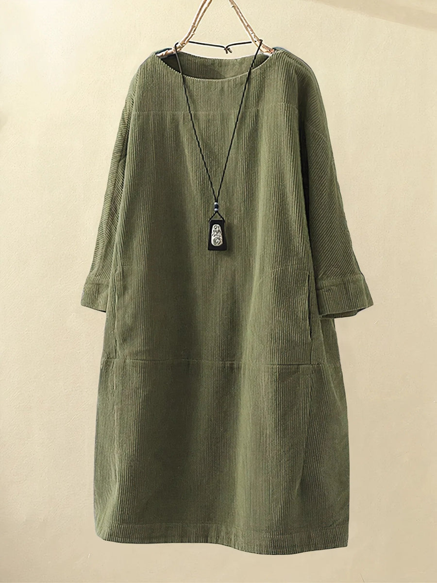 Alexis - Vintage Corduroy Relaxed Dress
