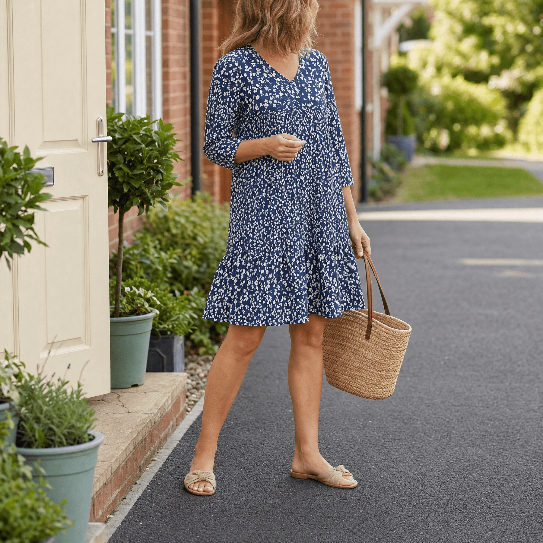 Bellora – Breezy Floral Midi Dress with Ruffle Hem