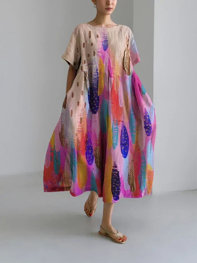 Piper - Classic Round Neck Colorful Dress