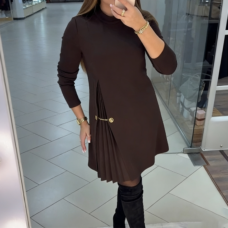 MADELINE – ELEGANT MINI DRESS WITH PLEATED ACCENTS