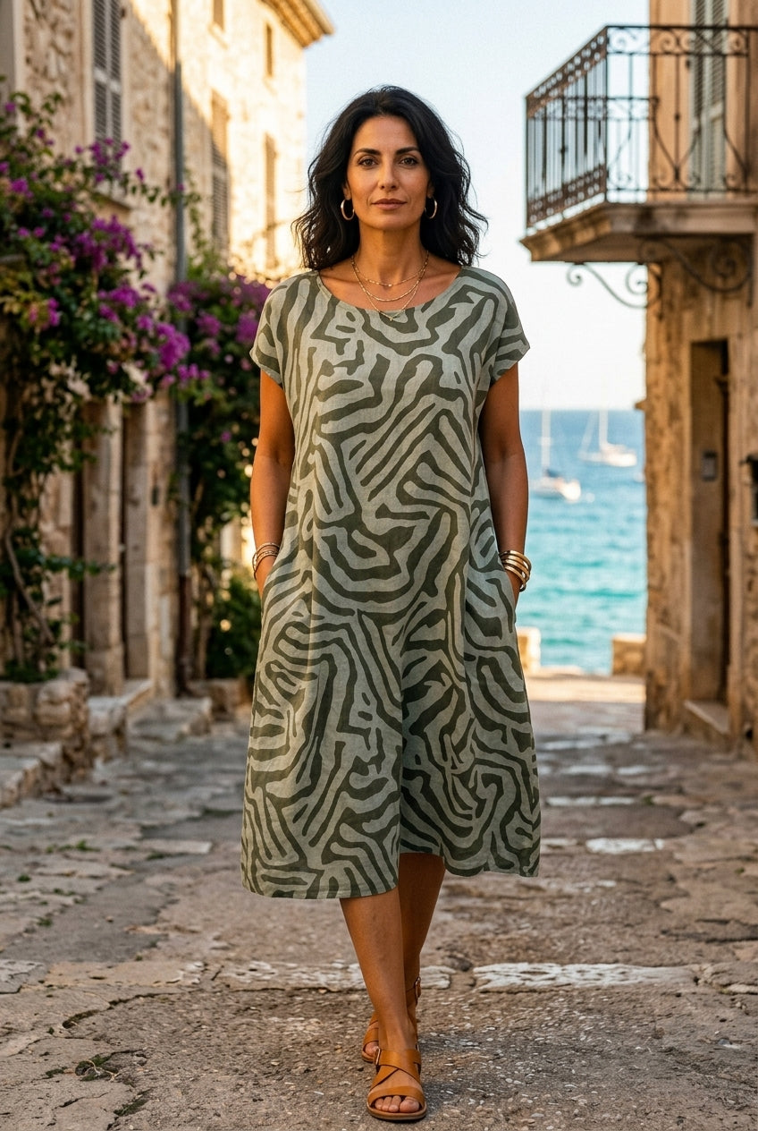 Summer Dress with Round Neck - Timeless Elegance