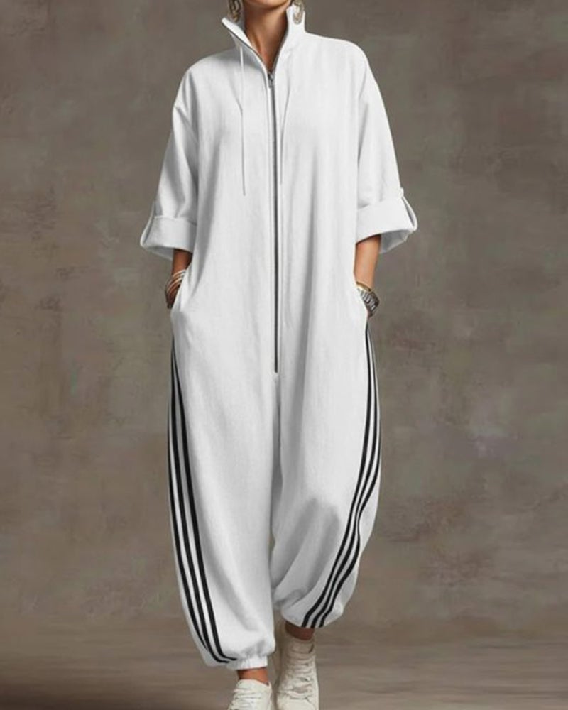 Leonora™ | Striped Tracksuit, Sporty Style with Zipper