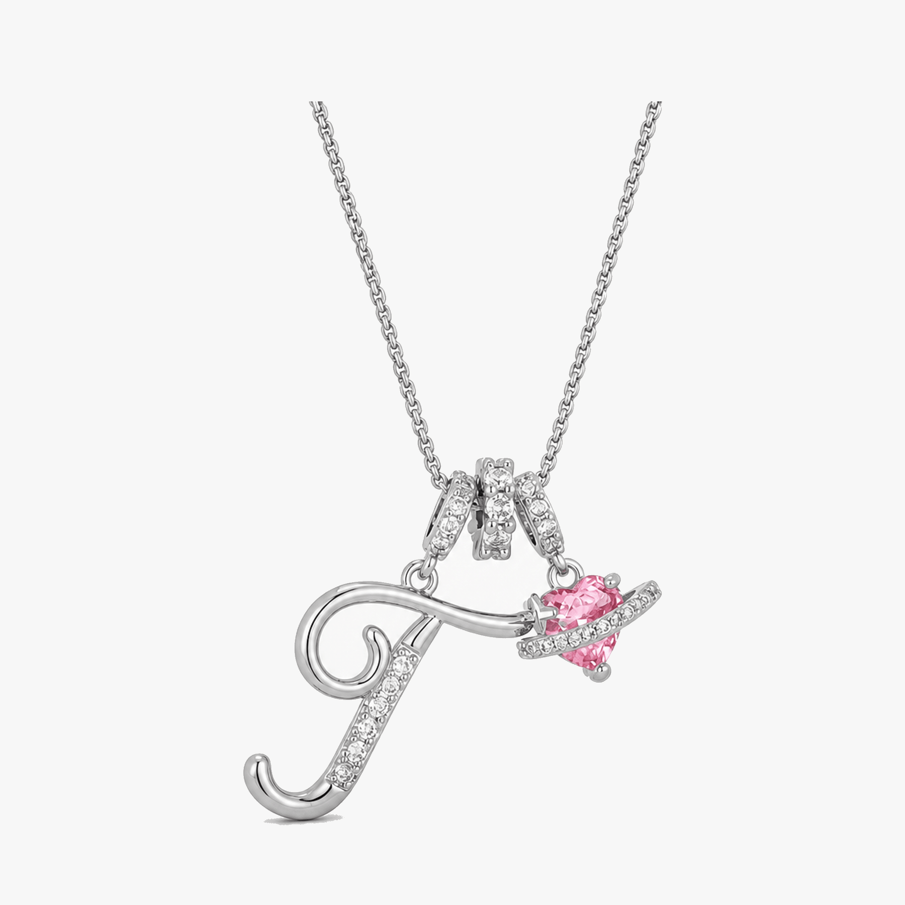 LUMARA – 3-Layer Initial Necklace with Pink Heart Zircon